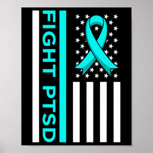 Fight Ptsd Stress Awareness Usa Flag Ribbon Graphe Poster