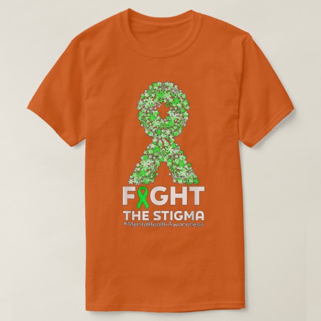 Fight The Stigma Green Ribbon Flower Mental Health T-Shirt (Design vorne)