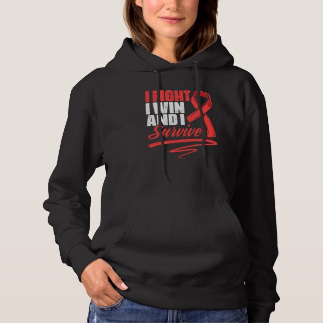 Fight Win Stroke Survivor Red Ribbon Stroke Awaren Hoodie (Vorderseite)