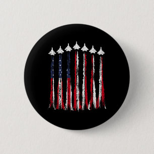 Fighter Jet Flugzeug USA Flag 4. Juli Patrioti Button