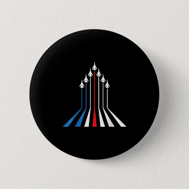 Fighter Jet Flugzeug USA Flag 4. Juli Patrioti Button (Vorderseite)