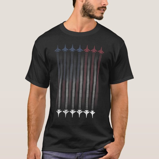 Fighter Jets Contrail American Flag Patriotic 4th  T-Shirt (Vorderseite)