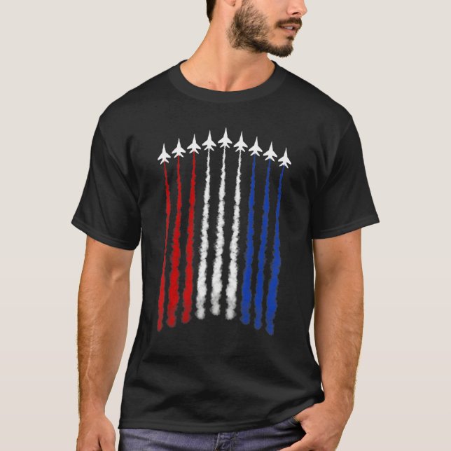 Fighter Jets USA American Flag 4th of July Celebra T-Shirt (Vorderseite)