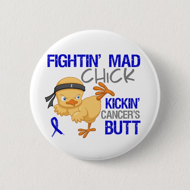 Fightin Küken-Darmkrebs Button (Vorderseite)