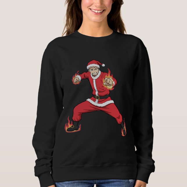 Fighting Santa Claus Anime Style Sweatshirt - Chri (Vorderseite)