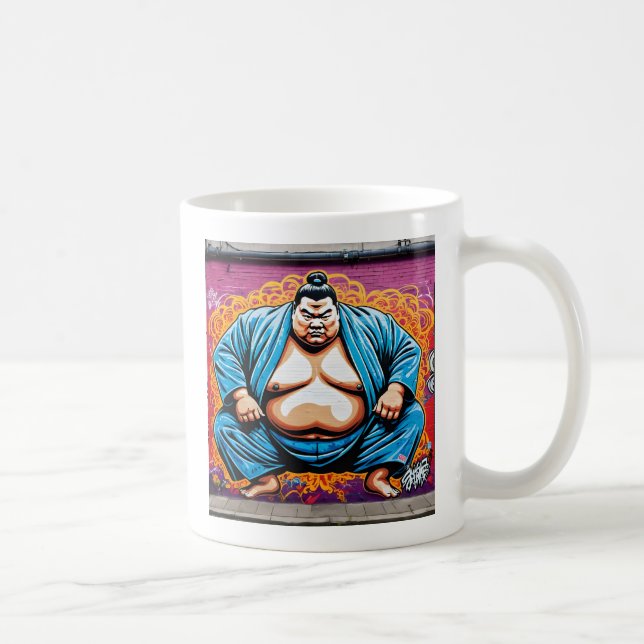 Fighting Sumo Wrestlers: Japanese-Inspired Art Kaffeetasse (Rechts)