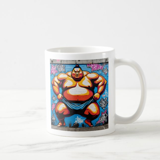 Fighting Sumo Wrestlers: Japanese-Inspired Art Kaffeetasse (Rechts)