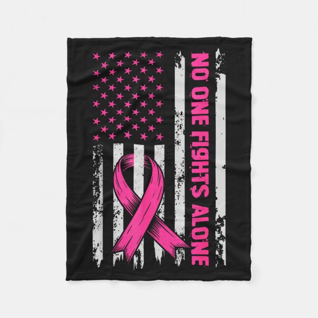 Fights Breast Cancer Alone Us Flag Nk Ribbon  Fleecedecke (Vorderseite)