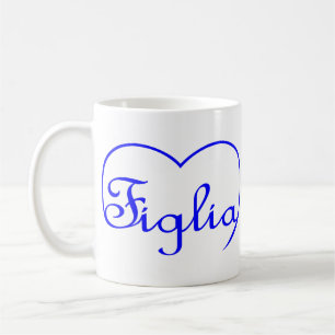 Figlia Daughter Italienisches blaues Herz Kaffeetasse