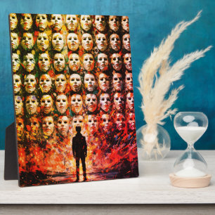 Figur ohne Gesicht Maskierte Menge Impasto Surreal Fotoplatte