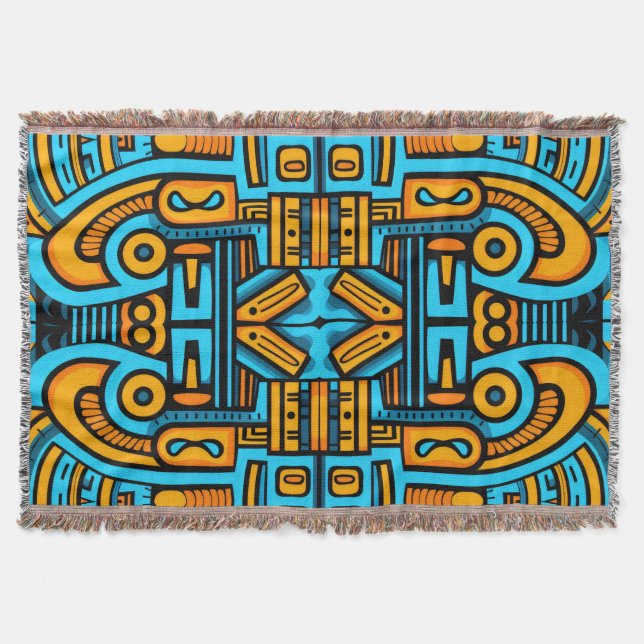 Figurative Abstrakt Bold Blue Orange Decke (Vorderseite)