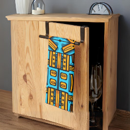 Figurative Abstrakt Bold Blue Orange Geschirrtuch