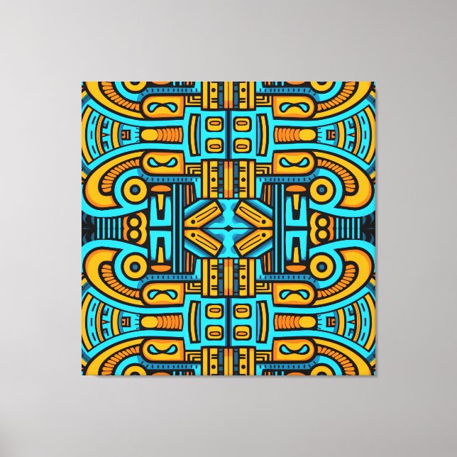 Figurative Abstrakt Bold Blue Orange Leinwanddruck (Vorderseite)