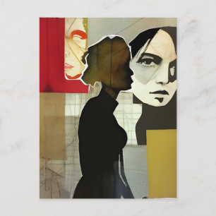 Figurative Collage Mixed Media Postkarte