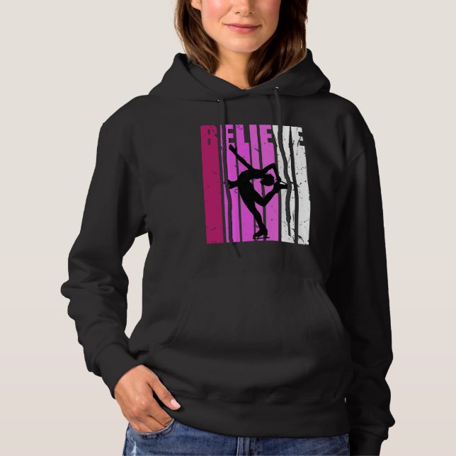 Figure Skates Ice Skating Pink Team Fan Believe Mo Hoodie (Vorderseite)
