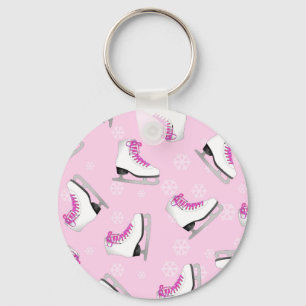 Figure Skating - Ice Skates Pink with Snowflakes Schlüsselanhänger