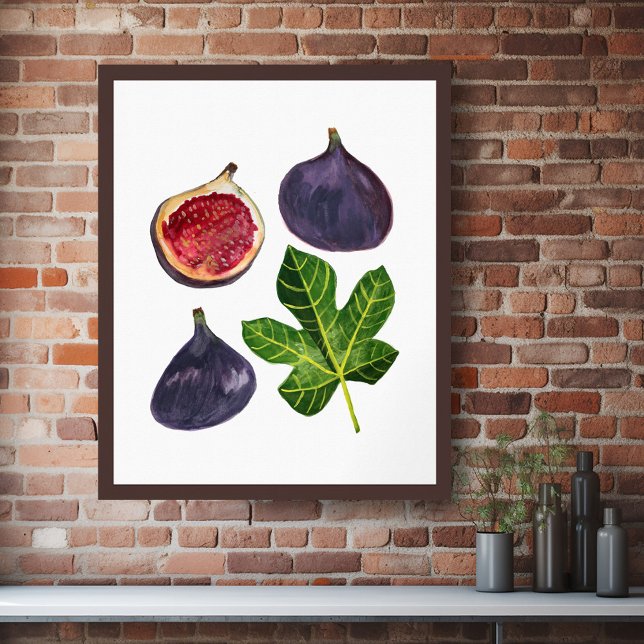 Figures Fall Fruity Watercolor Art Poster (Figs Fall Fruity Watercolor Wall Art Poster
)