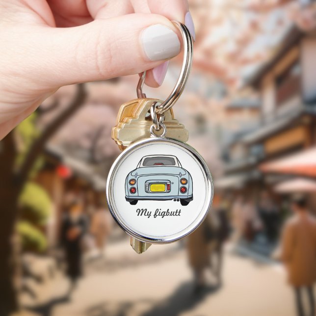 Figures Niedlich Pale Aqua Blue Figaro Schlüsselan Schlüsselanhänger (Cute pale aqua figaro car keychain with space for your name)