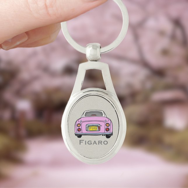 Figures Pink Figaro Car Monogram Oval Silver Schlüsselanhänger (For your figaro car keys. Just add your name and initials)