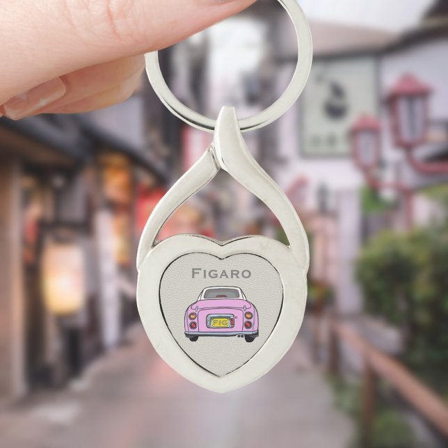 Figures Pink Figaro Car Monogram Silver Heart Schlüsselanhänger (For your figaro car keys. Just add your name and initials)