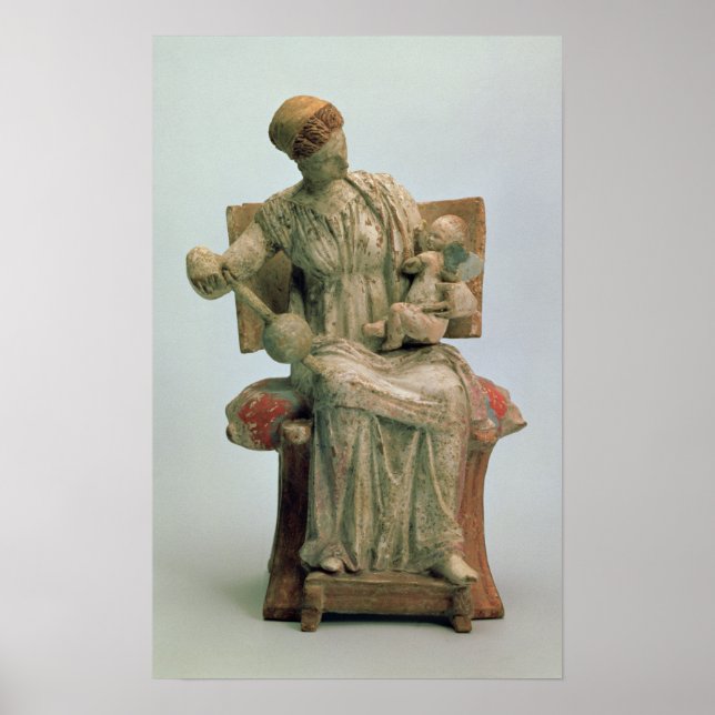 Figurine Aphrodite spielt mit Eros Poster (Vorne)