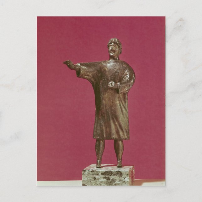 Figurine eines Mannes mit einer Sagum Postkarte (Vorderseite)