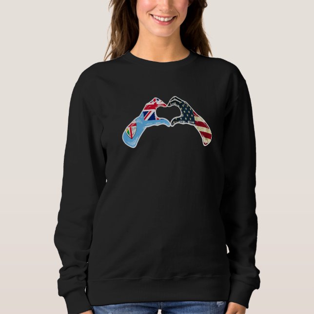 Fiji American USA Flag  USA Fijian Heart Sweatshirt (Vorderseite)