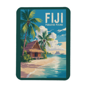 Fiji Beach Hut Reisen Art Vintag Magnet