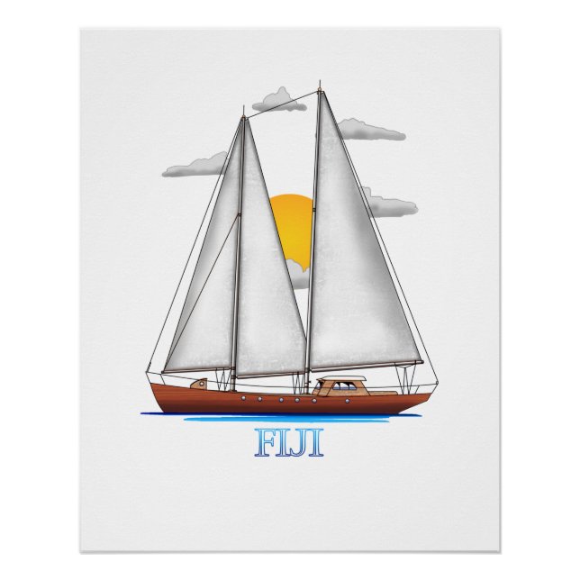 Fiji Coastal Nautical Sailing Poster (Vorderseite)