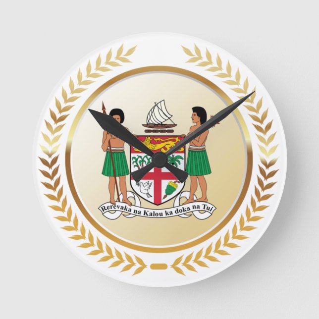 Fiji Coat of Arms Runde Wanduhr (Vorderseite)