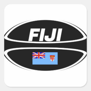 Fiji Flag Rugby Ball Quadratischer Aufkleber