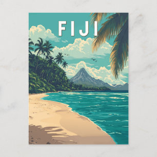 Fiji-Illustration Reise Kunst Vintage Postkarte