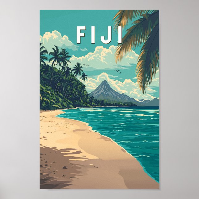 Fiji Illustration Travel Art Vintag Poster (Vorne)