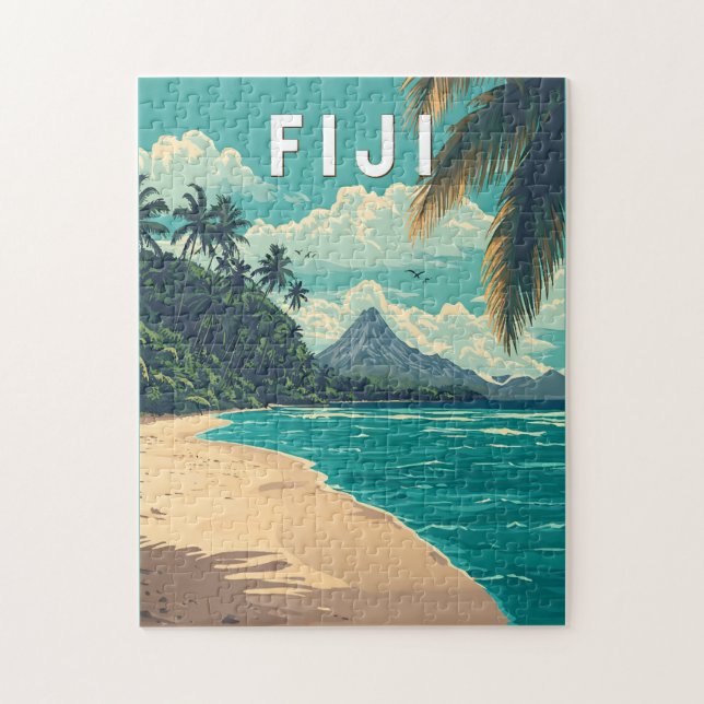 Fiji Illustration Travel Art Vintag Puzzle (Vertikal)