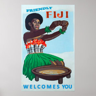 Fiji-Insel, Einheimische Frau mit traditionellem W Poster