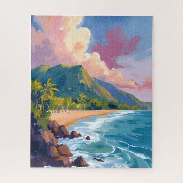 Fiji Mountains Coastline Travel Painting Puzzle (Vertikal)