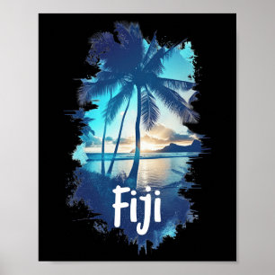 Fiji-Palmenstrand Sonnenuntergang Urlaubs-Souvenir Poster
