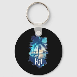 Fiji-Palmenstrand Sonnenuntergang Urlaubs-Souvenir Schlüsselanhänger