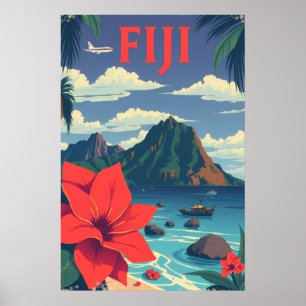Fiji-Reise Vintage Tropische Insel Kunst Poster