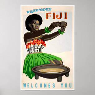 Fiji Restated Vintage Travel Poster