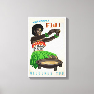 Fiji Restated Vintage Travel Poster Leinwanddruck