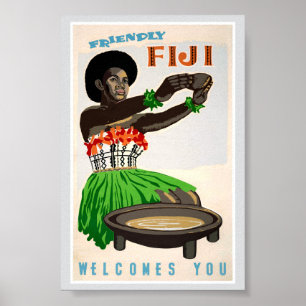 Fiji Restauriertes Vintage-Reiseposter Poster