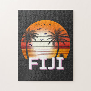 Fiji Retro-Palmen Sommerstrand Puzzle