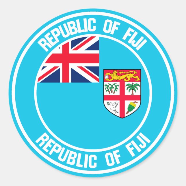 Fiji Round Emblem Runder Aufkleber (Vorderseite)
