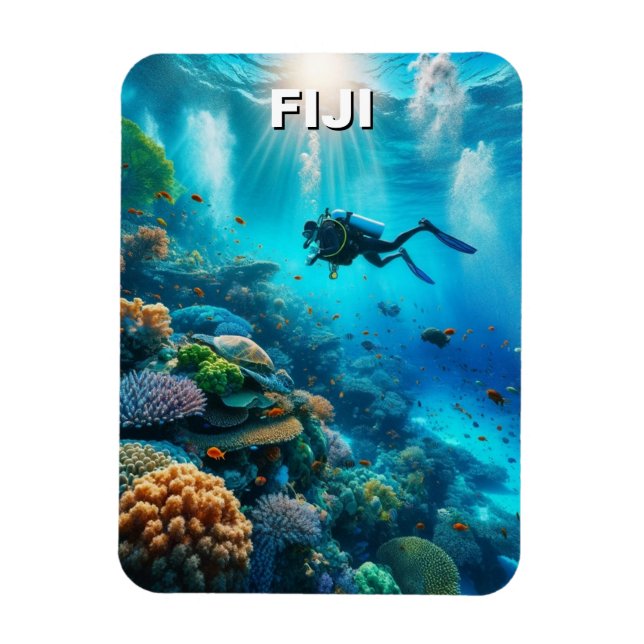 Fiji Scuba Diver Diver Magnet (Vertikal)