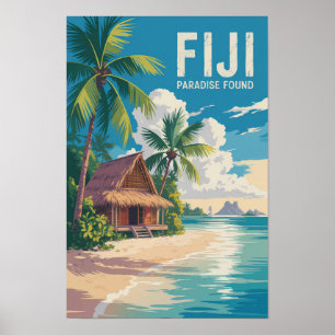 Fiji Strandhütte Reise Kunst Vintage Poster