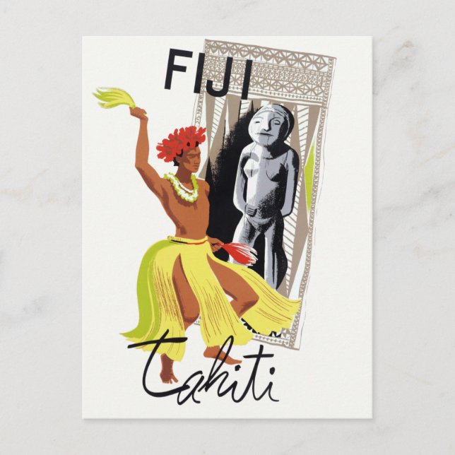 Fiji Tahiti Vintage Poster Postkarte (Vorderseite)