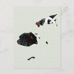 Fiji Trendy Peace Sign mit Fijian Map Postkarte