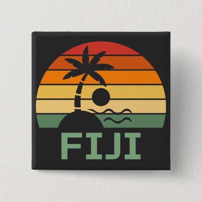 Fiji Vintag Palm Trees Summer Beach Button (Vorderseite)