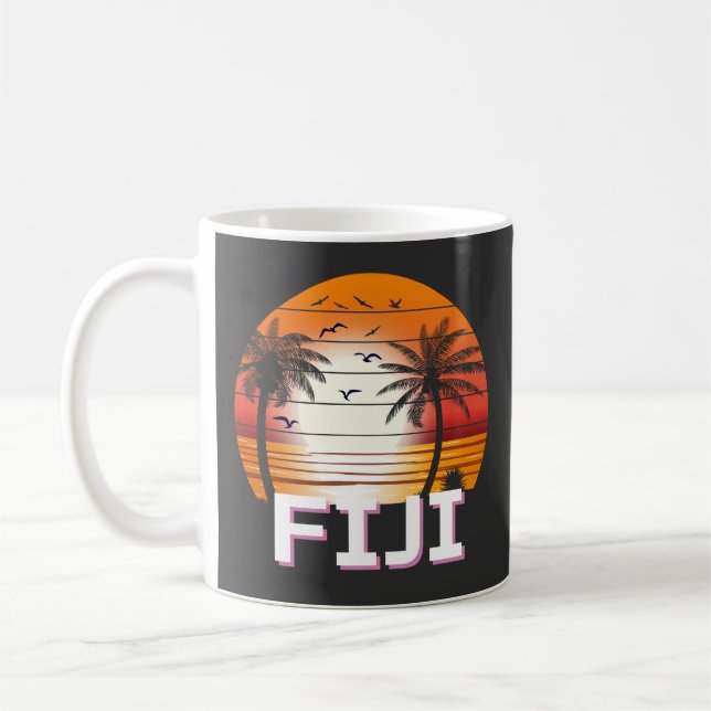 Fiji Vintag Palm Trees Summer Beach Kaffeetasse (Links)